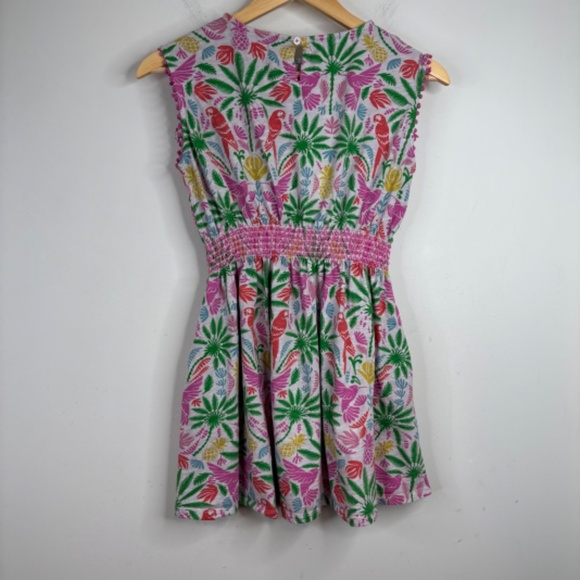 Mini Boden Dress 11-12 Tropical Floral Parrot Pockets Short Sleeve Preppy Beach - Picture 5 of 11